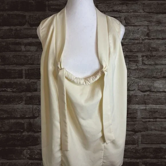 ✨ Poema Ivory Sleeveless Bow Tie Blouse - Size L - Picture 7 of 8
